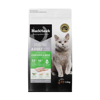 Makanan Kucing Black Hawk Cat Chicken & Rice New Formula 1.5 kg