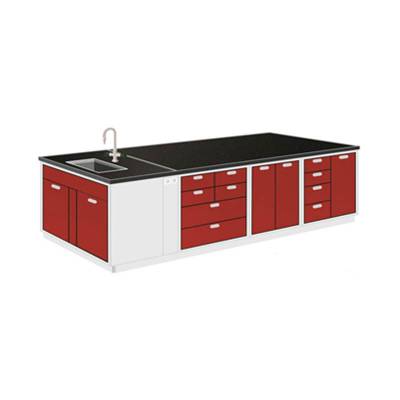 Meja Lab Besi R.Tengah dengan Sink / Steel Island Bench with Sink (Granite) 300 x 150 x 85 