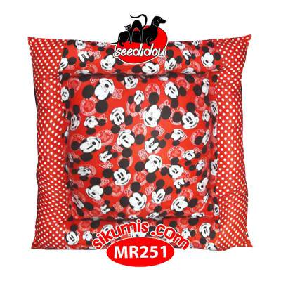 Kasur Anjing M 75X75CM Motif MR251 Mickey Red