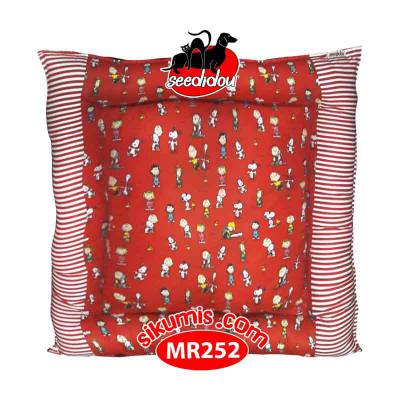 Kasur Anjing M 75X75CM Motif MR252 Peanuts Red