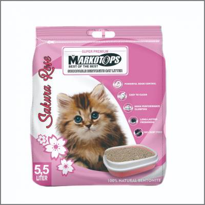 Pasir Kucing Markotop dengan Aroma Sakura Rose 5,5 L