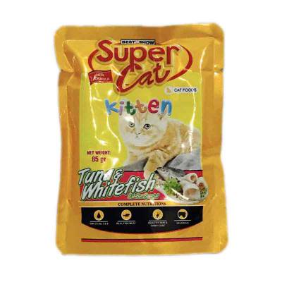 Makanan Kucing Supercat Kitten Tuna & White Fish Pouch 