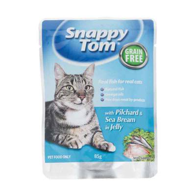 Makanan Kucing Snappy Tom Pilchard & Sea Bream In Jelly 85 gram