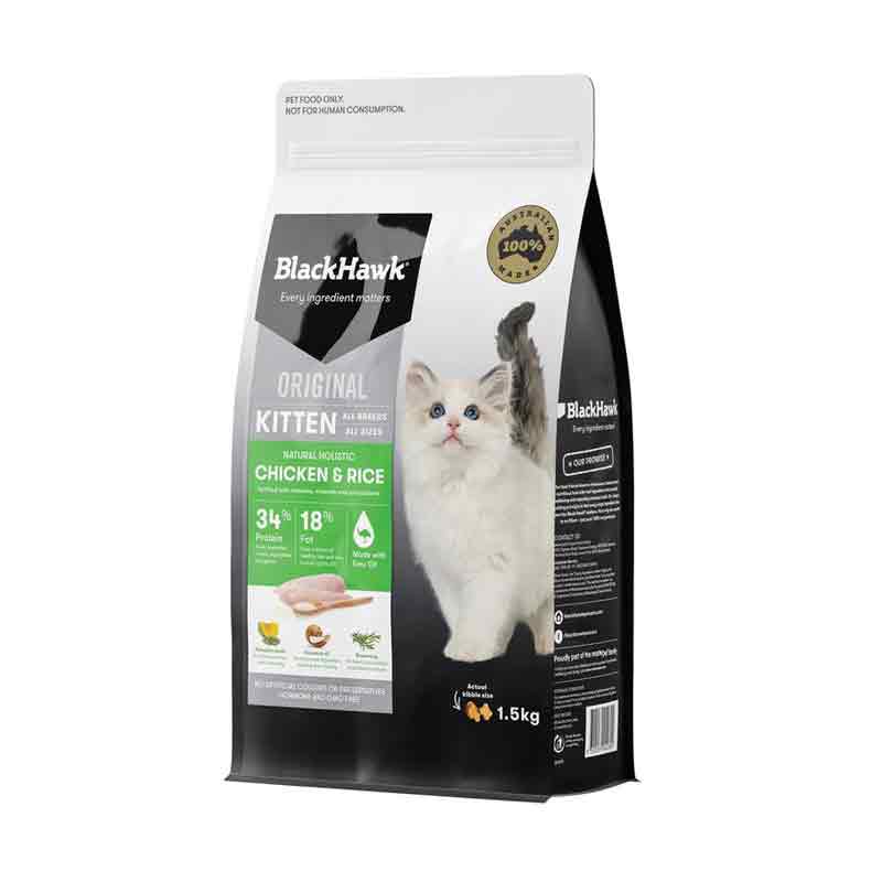 Makanan Kucing Black Hawk Kitten Chicken & Rice 1.5 Kg