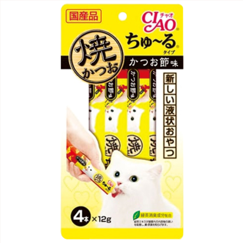 Cemilan Kucing CIAO Grilled Tuna Liquid Snack Dried Bonito Flavor 56 gram