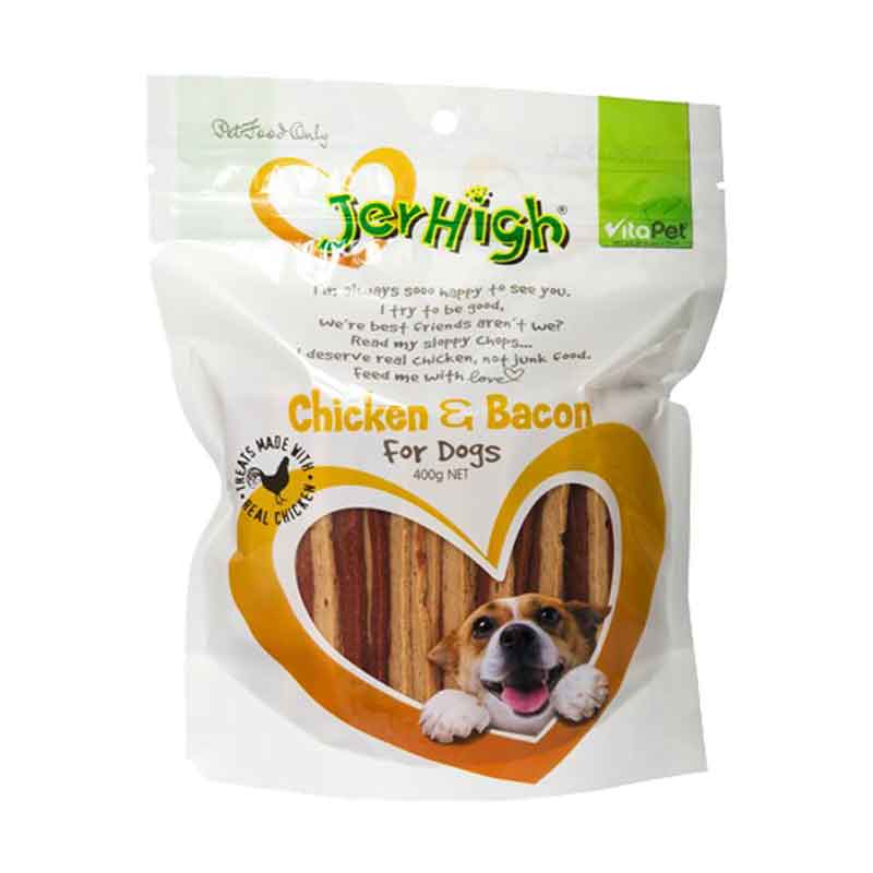Snack Anjing Jerhigh Chicken and Bacon 100 gram