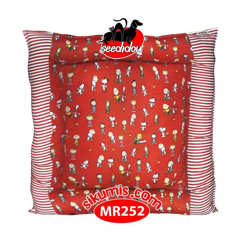 Kasur Anjing M 75X75CM Motif MR252 Peanuts Red