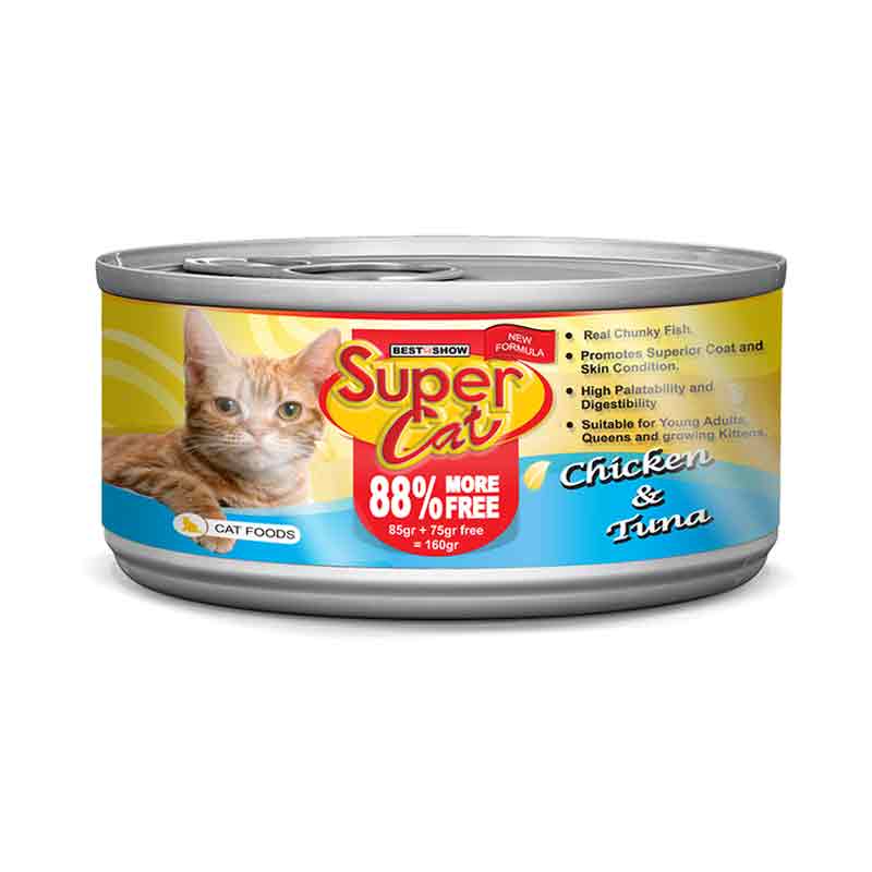 Makanan Kucing Super Cat Chicken & Tuna 160 gr